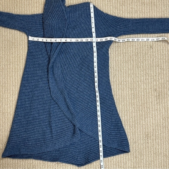 Alpaca International Baby Alpaca Long Sleeve Open Front Waterfall Cardigan Blue - Picture 9 of 9